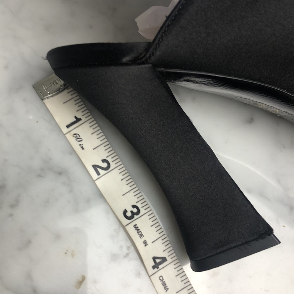 STAUD satin w/ bottons trim Elegant Black Slingback Heels Size 41 - Picture 9 of 11